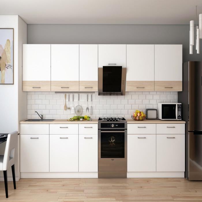 Кухня модульная Лея DRS-011376 340х60х250 см Белый/Дуб сонома (81000007) - фото 1 Кухня модульная Лея DRS-011376 340х60х250 см Белый/Дуб сонома (81000007) - фото 1