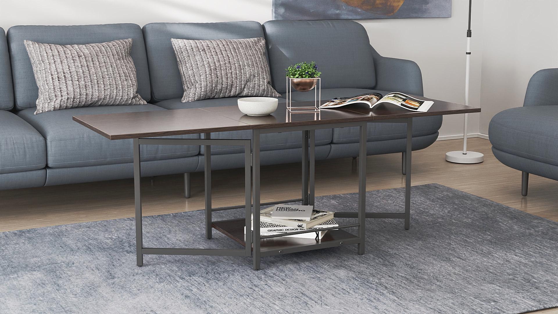 Стол журнальный трансформер Ferrum-decor Куб Комбо металл/ДСП 16 мм 650x540x532x500 мм Черный/Венге Магия (FRD-105313) - фото 2