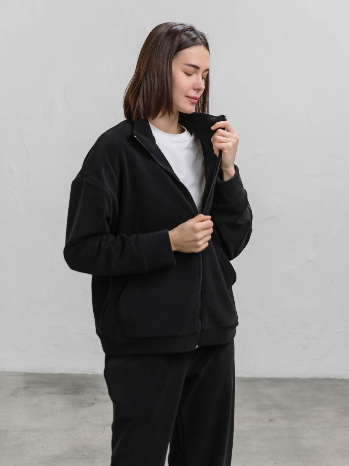 Бомбер женский из флис-плюша FROMUS M/L Черный (2655-2) - фото 3 Бомбер женский из флис-плюша FROMUS M/L Черный (2655-2) - фото 3