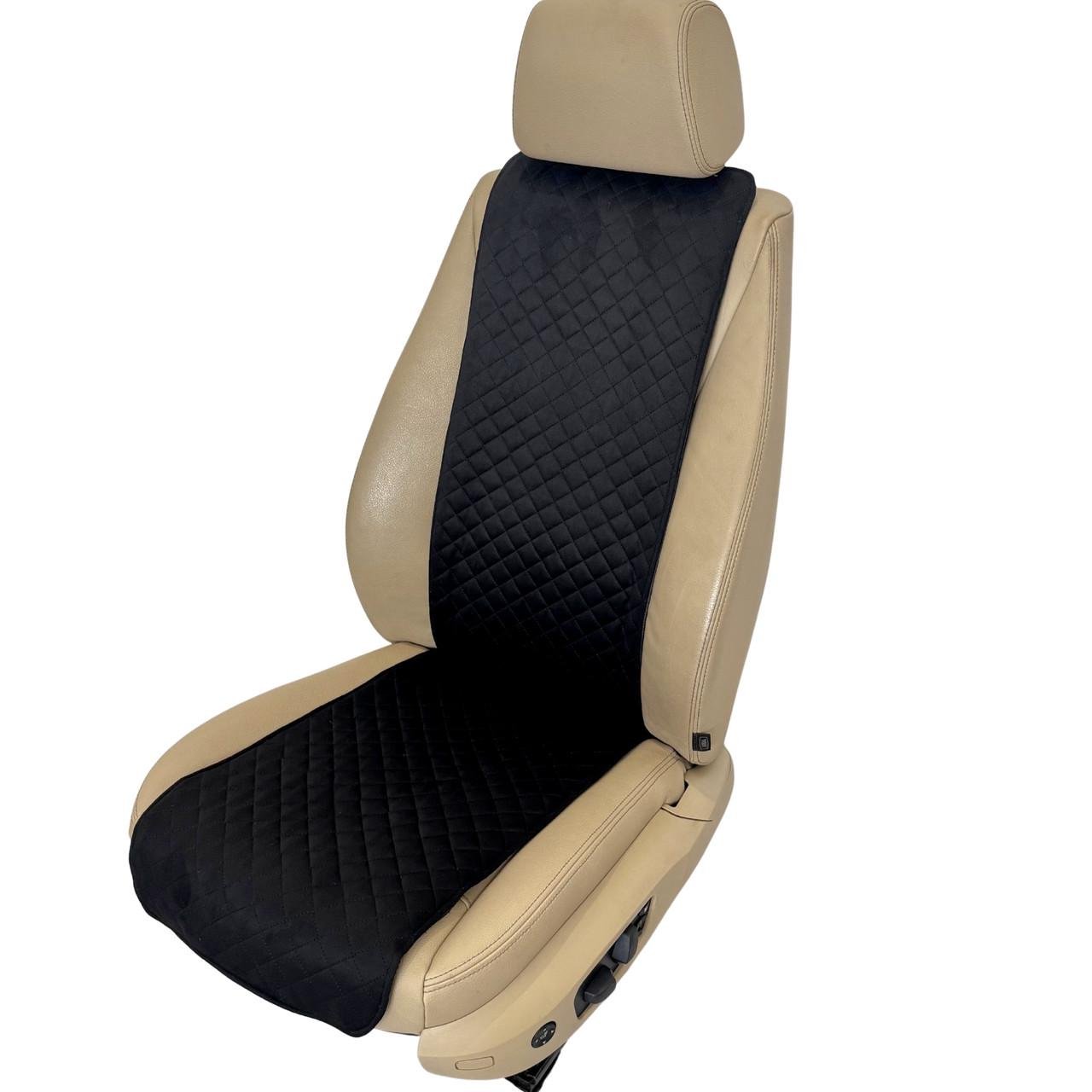 Чехол-накидка на переднее сиденье авто из алькантары Runa узкая Черный (325-1-N)