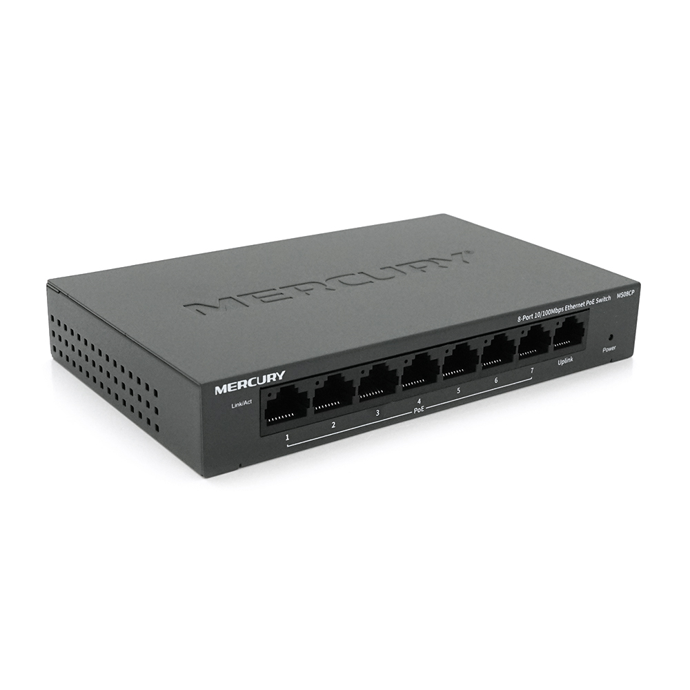 Свіч Mercury MS08CP 7 портів PoE 1 Uplink 100 Мбіт/с зовнішній БП Q18 (YUT_V4588)