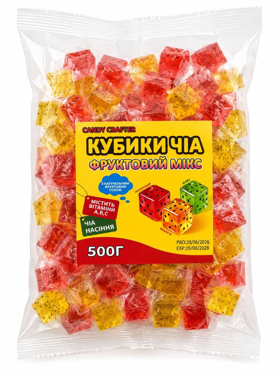 Конфеты желейные Чиа Candy Crafter Кубики фруктовый микс 500 г (3175089786)