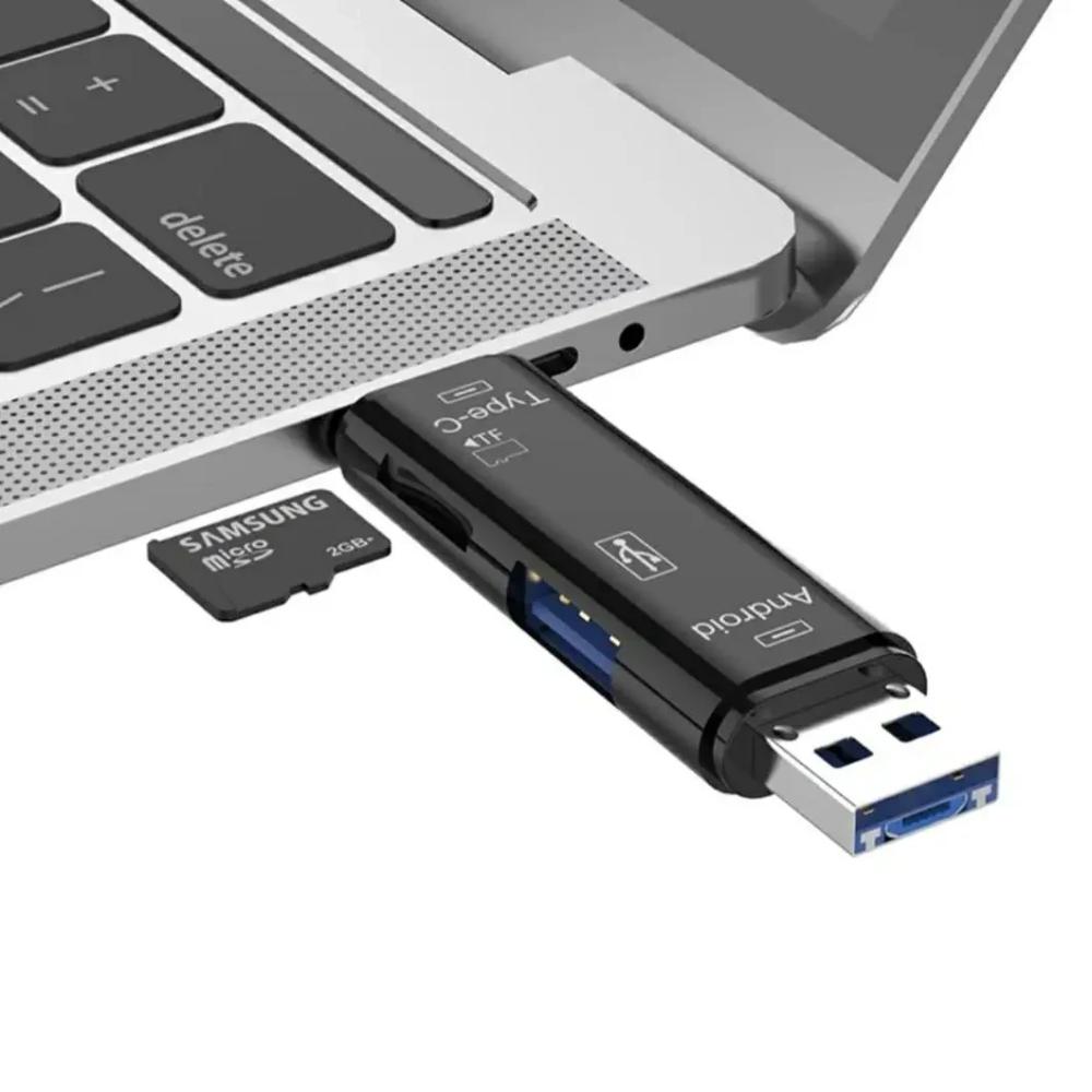 Картридер Fonken USB 2,0 OTG/TypeC/MicroSD/MicroUSB 5в1 для ноутбука - фото 3