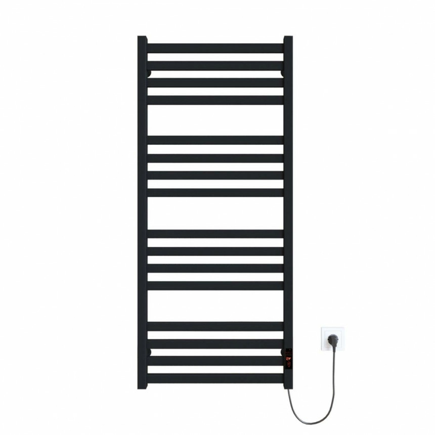 Полотенцесушитель Deffi Magnus П16 электрический Е правое подключение 500х1200 мм Черный