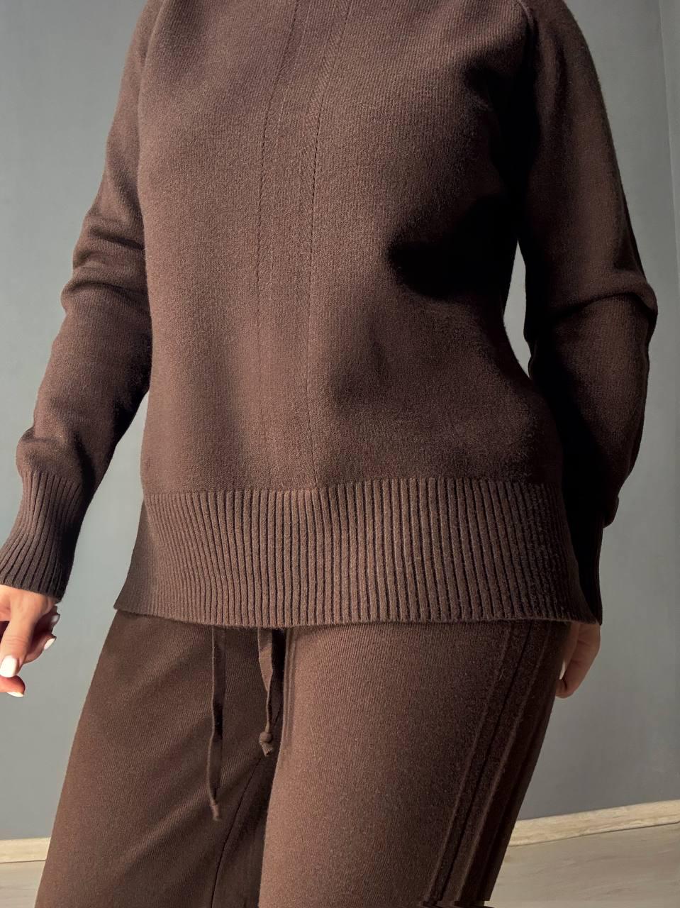 Костюм женский ACCORDDREAM 6841-8636 свитер с брюками палаццо вязаный OS Коричневый (5180) - фото 9 Костюм женский ACCORDDREAM 6841-8636 свитер с брюками палаццо вязаный OS Коричневый (5180) - фото 9