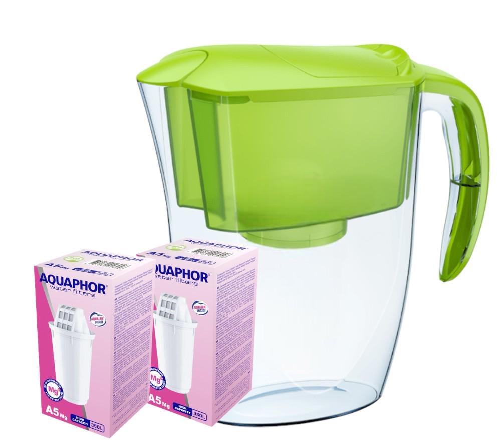 Фильтр-кувшин Аквафор Смайл с двумя модулями А5Mg Салатовый
