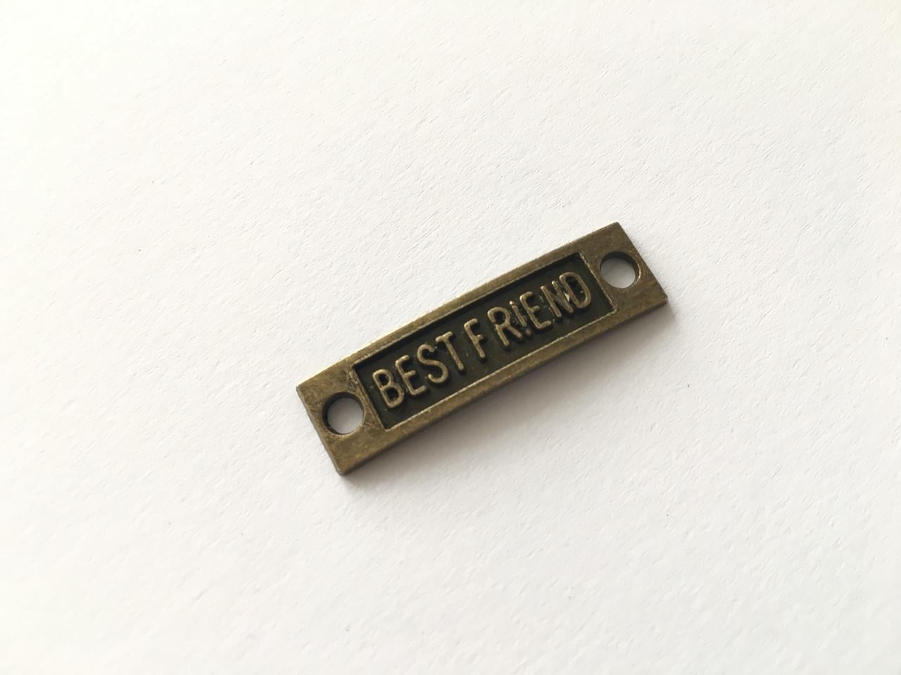 Подвеска металлическая прямоугольная Best Friend 3,5х1 см Бронзовый (328411675)