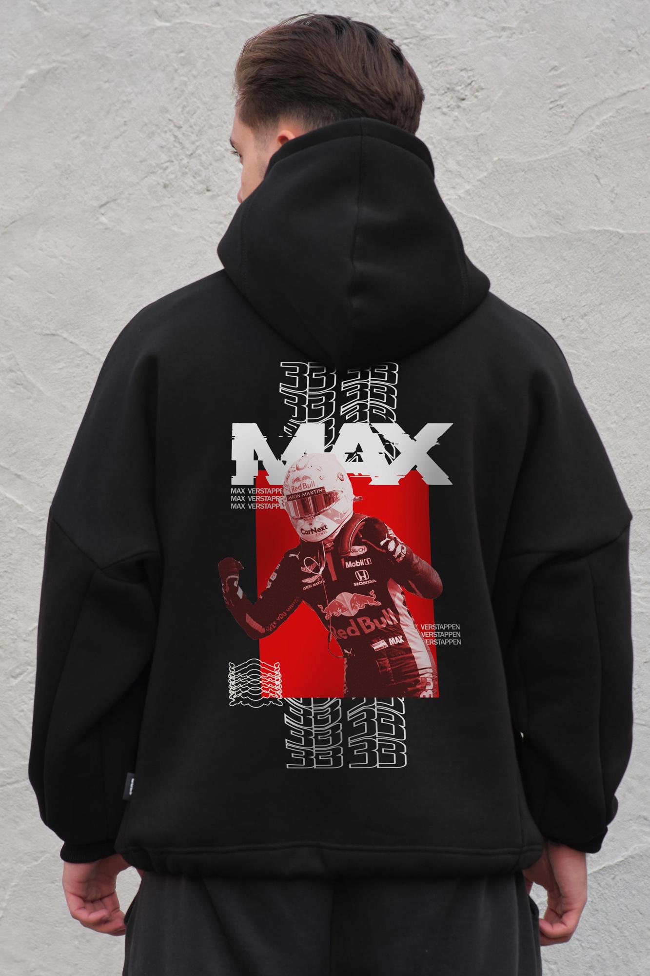 Худи на флисе Without с капюшоном и принтом Max оверсайз Black (8055532)