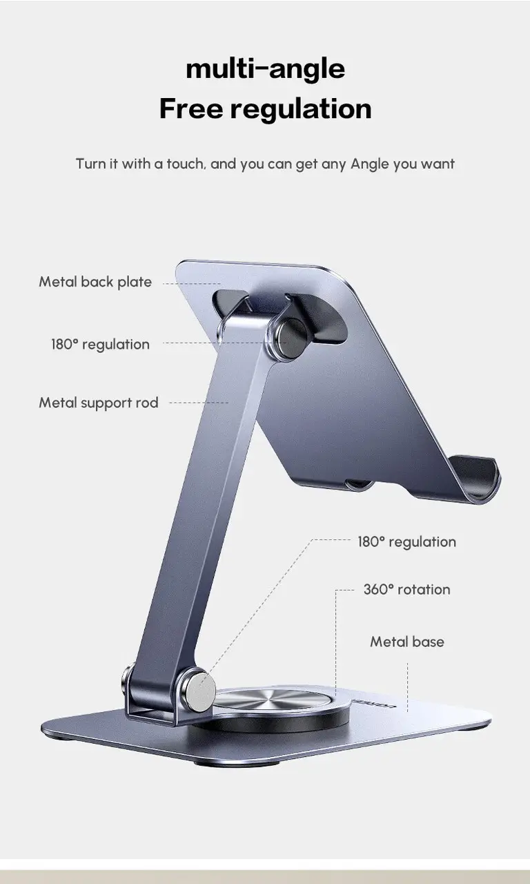 Підставка для смартфона UGREEN LP892 до 9.7'' алюмінієва з регулюванням нахилу 180° Grey (45858) - фото 3 Підставка для смартфона UGREEN LP892 до 9.7'' алюмінієва з регулюванням нахилу 180° Grey (45858) - фото 3