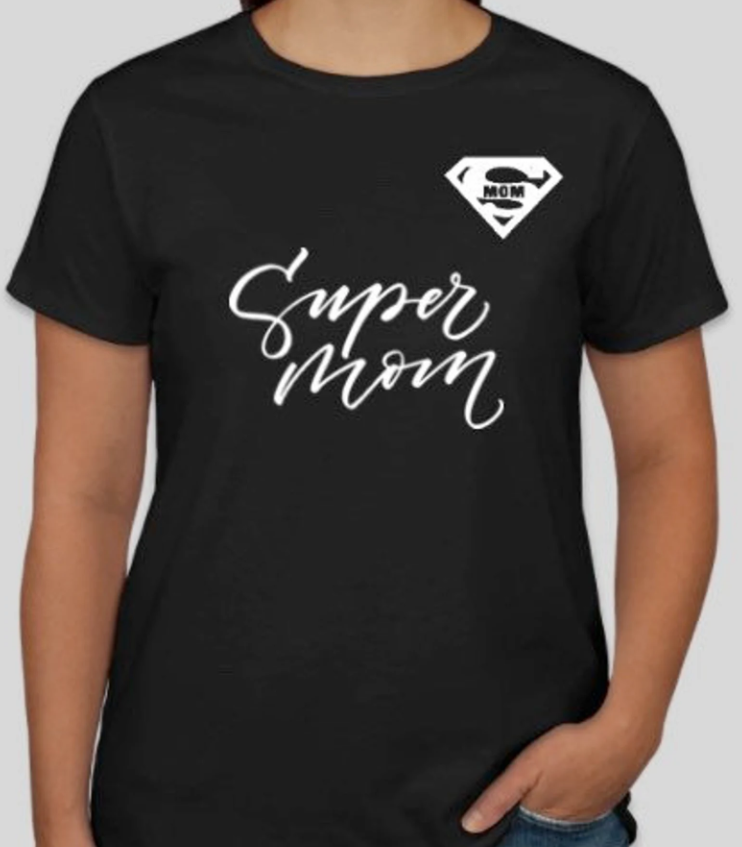 Футболка женская Stedman с принтом "Super mom" 5 для мамы S Черный (МАМА6-1651194274)