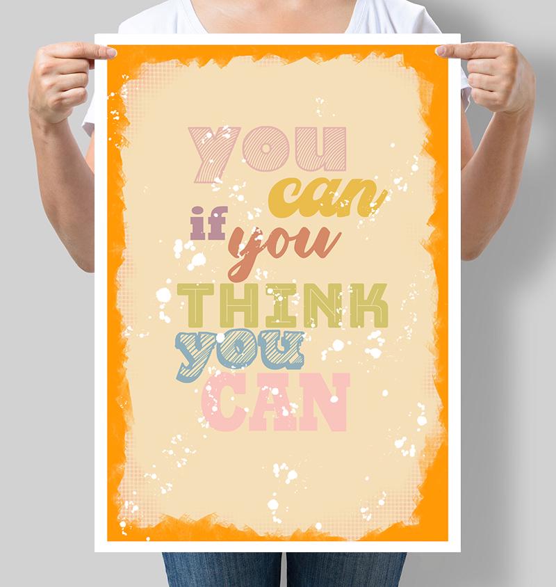 Плакат мотивуючий "You can if you think you can" 42х60 см (М092)