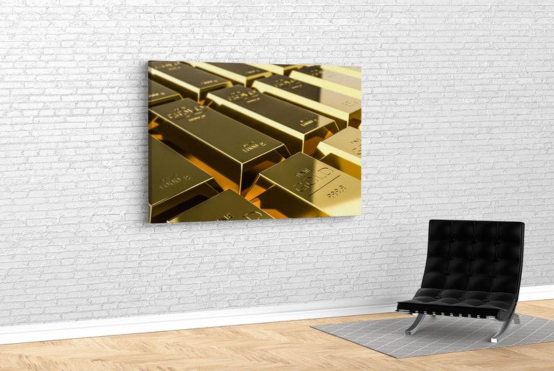 Картина для интерьера кабинет Золотые слитки 51x34 см (628