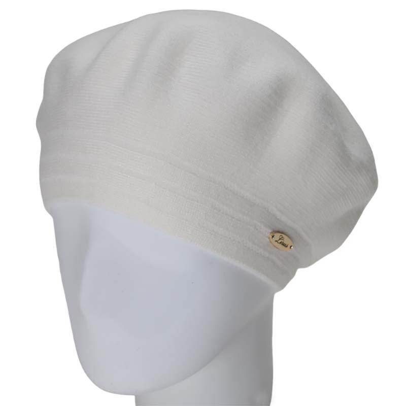 Берет женский Novita Шер из вискозной пряжи двойной L р. 57-58 Белый (116099)