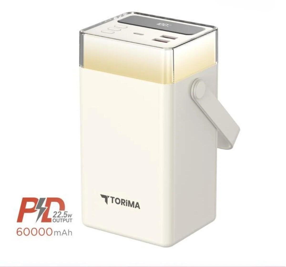 Повербанк Torima TRM-1061 Black 60000 mAh Type-C Lightning 22,5 Вт із швидкою зарядкою та LED ліхтариком White (jz-TRM1061) - фото 3