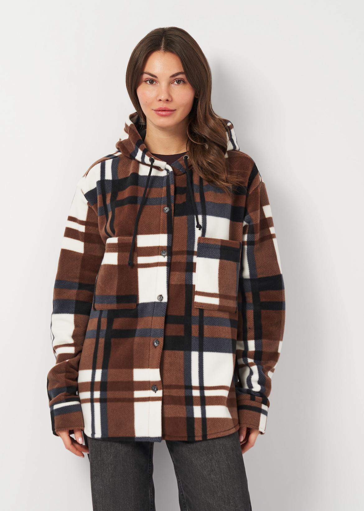 Рубашка женская Рони оверсайз утепленная р. 50 Коричневый (2288072864)