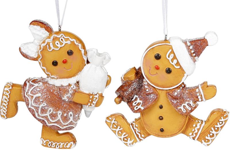 Фигурки подвесные декоративные 6 шт. Пряничные человечки 10см