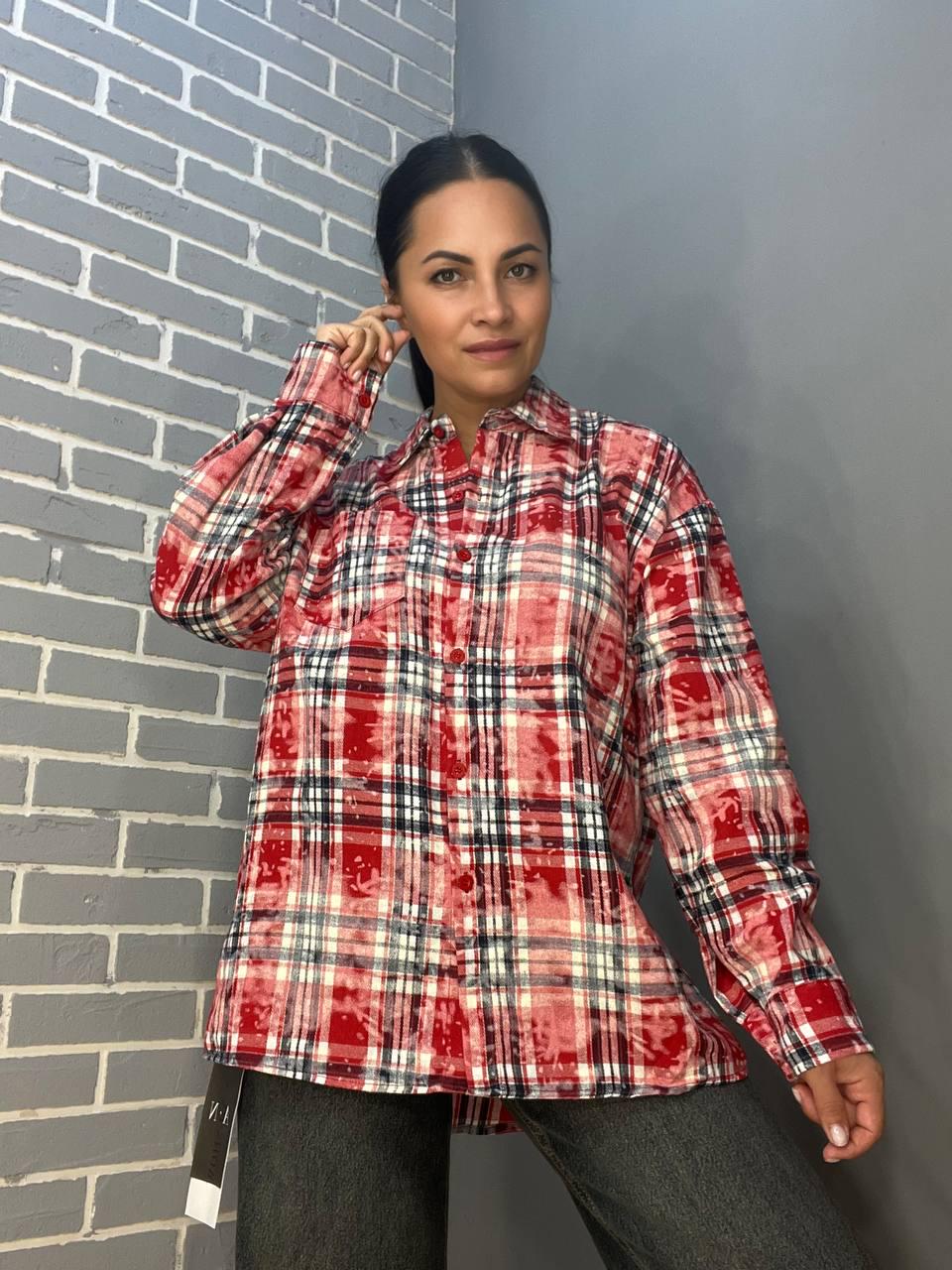 Сорочка жіноча A-N 2775 картата варена в клітинку оверсайз коттон OS Червоний (2904) Сорочка жіноча A-N 2775 картата варена в клітинку оверсайз коттон OS Червоний (2904)