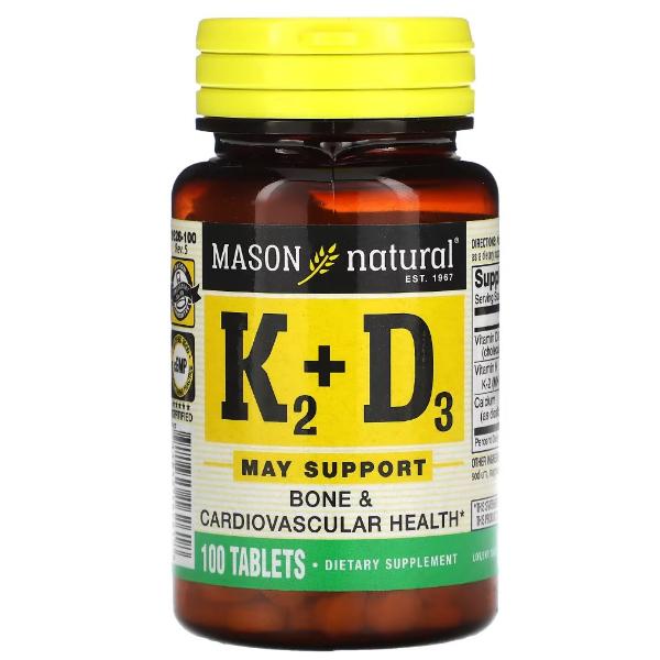 Витамин K Mason Natural Vitamin K2 100 мкг Plus Vitamin D3 100 таб. (000021439)