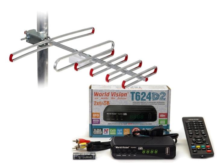 Тюнер/ресивер World Vision Т624D2/антенна наружная Super 4 Тюнер/ресивер World Vision Т624D2/антенна наружная Super 4