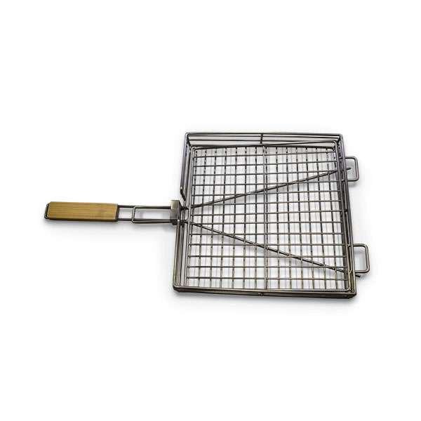 Решетка-гриль стальная 300х300х55 мм з деревянной ручкой