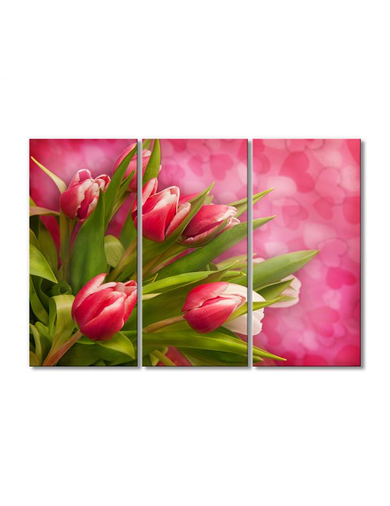 Картина модульная Праздничный букет тюльпанов 3 модуля 50x75 см