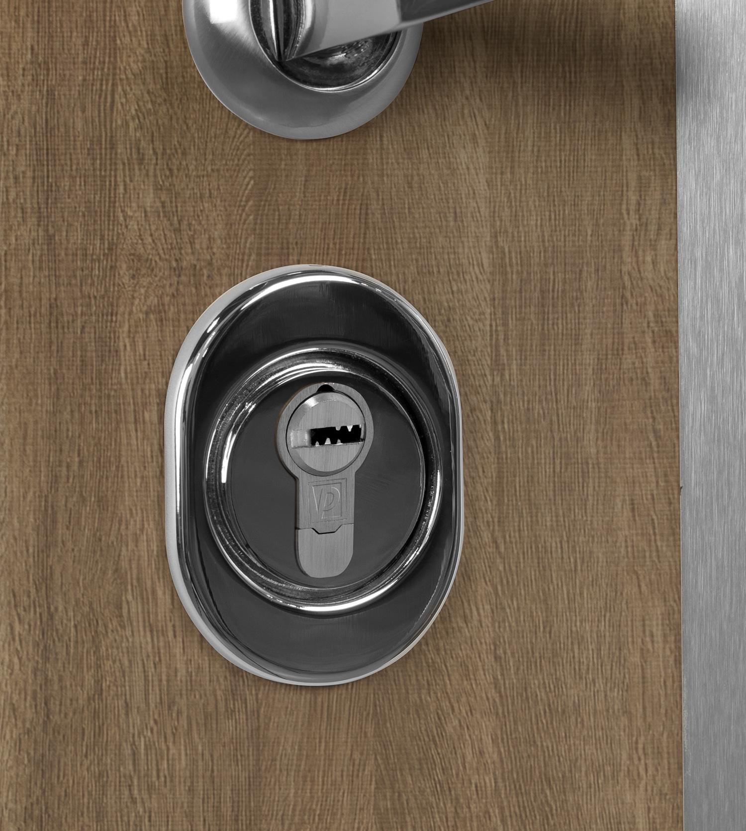 Цилиндр латунный с вставкой Paladii SE 70 мм Т35x35 5 гибридных ключей SN с вертушкой Сатин (ПЦ012) - фото 3