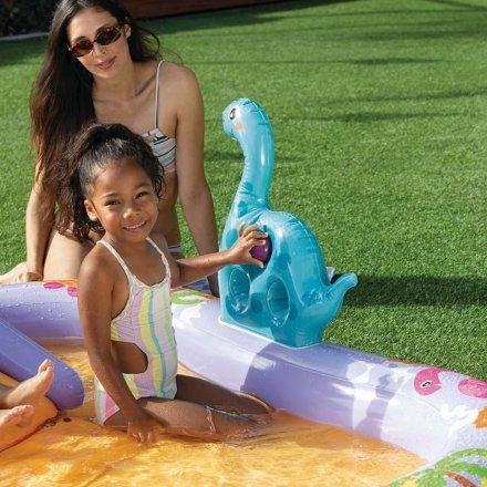 Бассейн надувной детский Intex Динопарк с горкой и фонтаном 201х157х69 см - фото 3