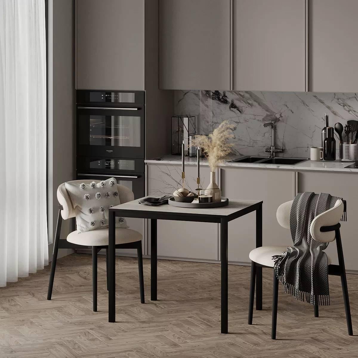 Стол обеденный AiH Brevity Loft mini ЛДСП/металл 67x75x67 см Ателье светлый/Черный (TB03040000030)