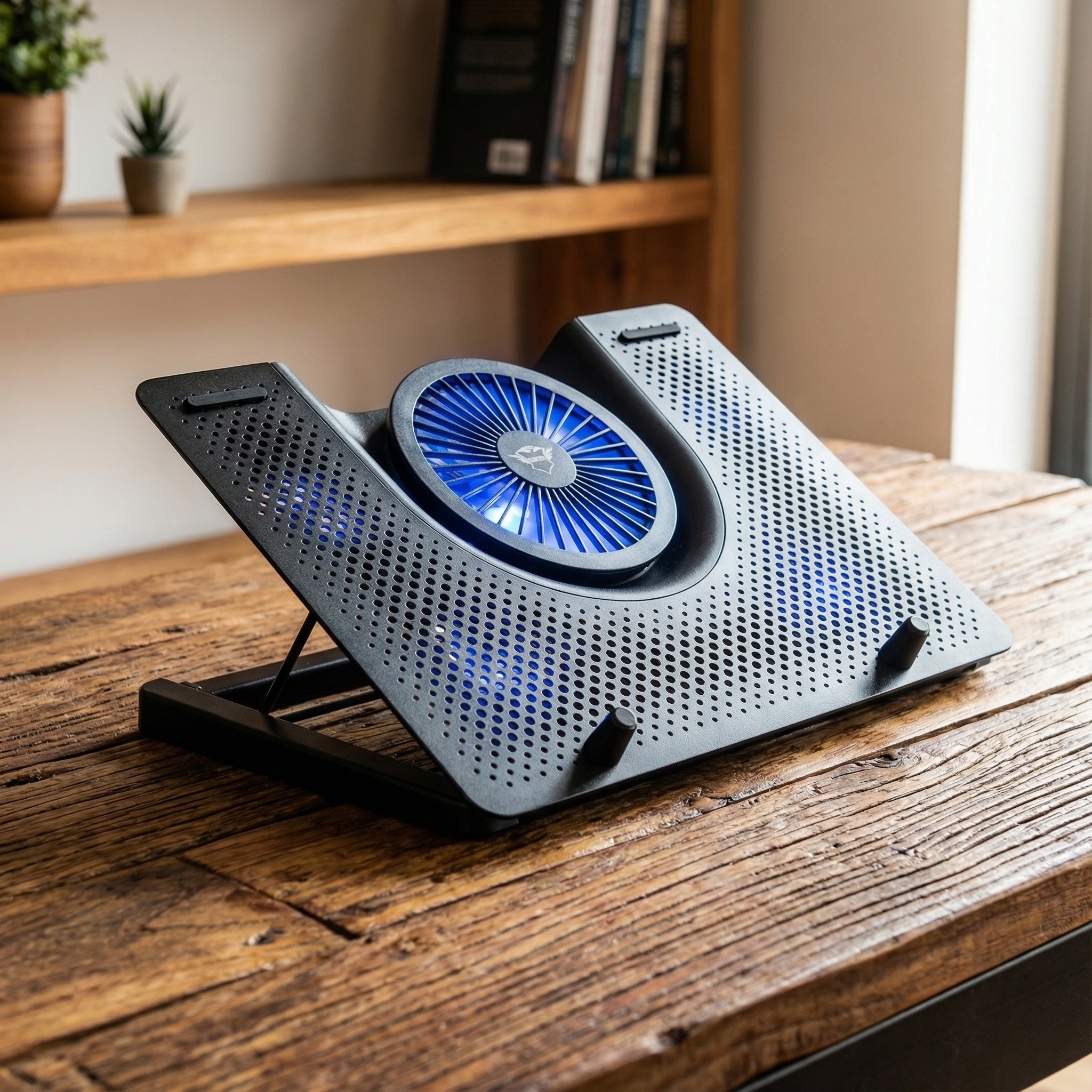 Підставка настільна для ноутбука Trust GXT 1125 Quno до 17,3" з 1 вентилятором 130 мм і 4 по 50 мм синє підсвічування Чорний (23581_TRUST)