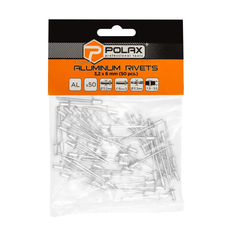 Заклепки вытяжные алюминиевые Polax 3,2х6 мм (37-003)