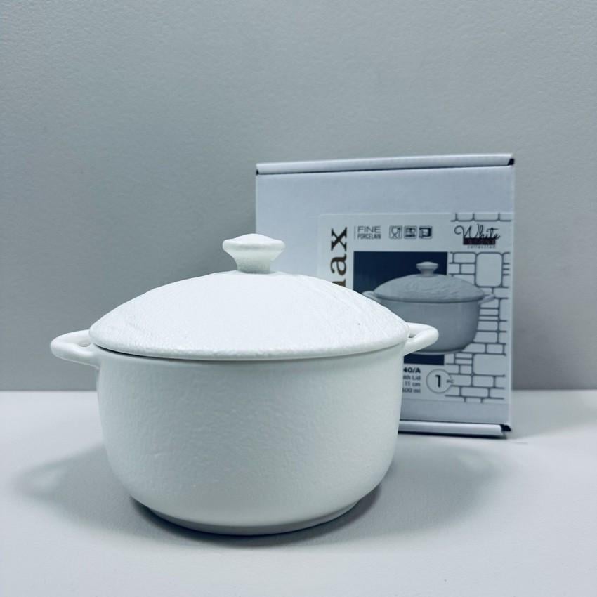 Горшок для запекания Wilmax Slatestone с крышкой 18 см/600 мл White (WL-661540/A)