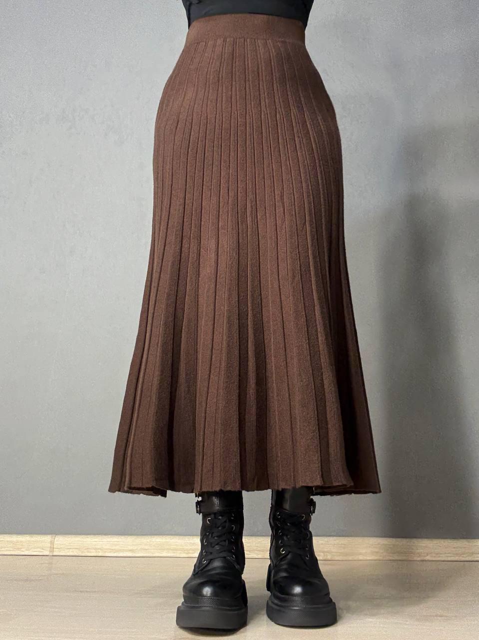 Юбка женская My fashion 8893 вязаная длинная макси плиссе трапеция OS Коричневый (5935) - фото 3 Юбка женская My fashion 8893 вязаная длинная макси плиссе трапеция OS Коричневый (5935) - фото 3