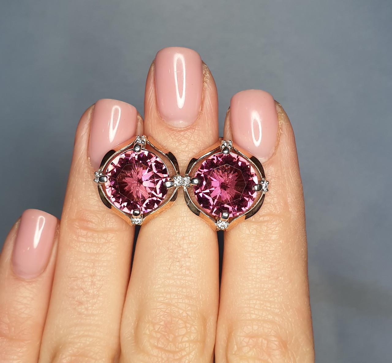 Серьги серебряные с топазом и фианитами 7,8 г (1352763427)