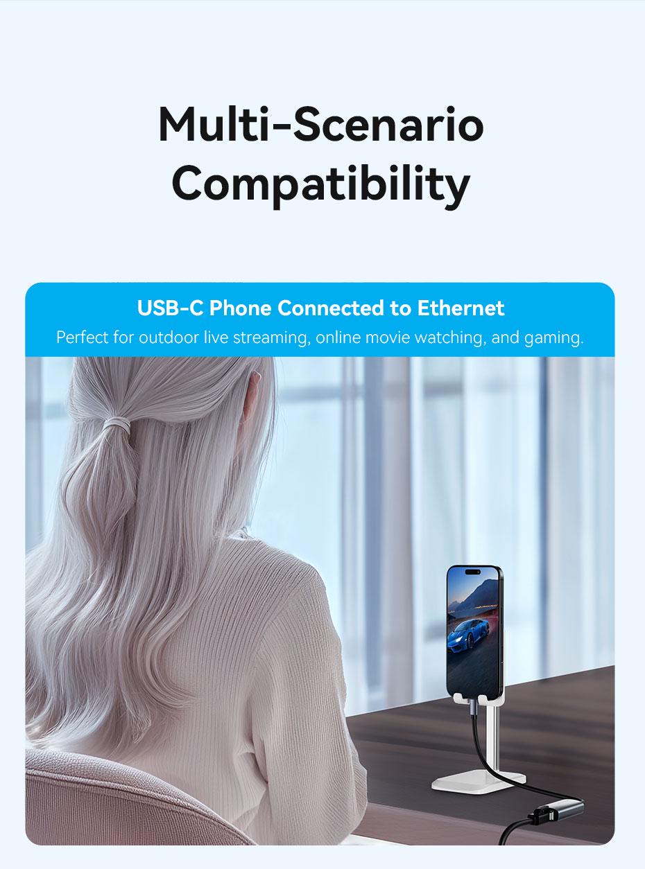 Адаптер Vention USB-C на Gigabit Ethernet 1000 Мбит/с алюминиевый 0.15 м Серый (CFPHB) - фото 9