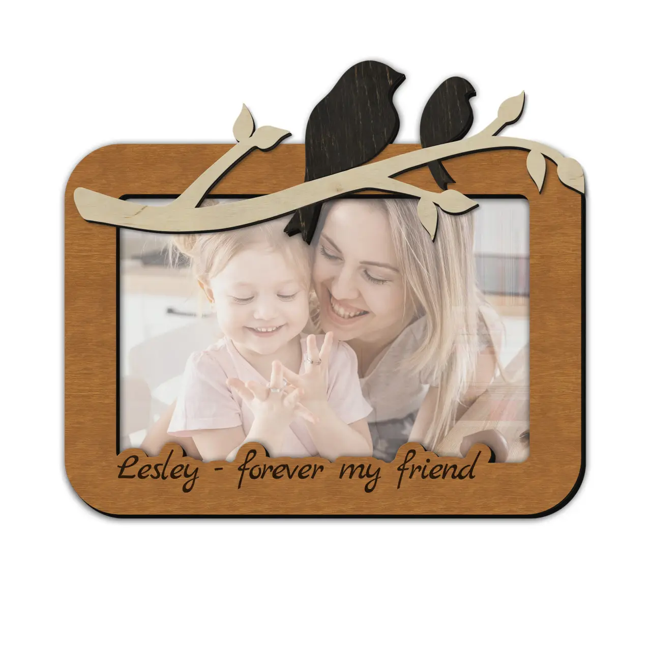 Фоторамка з птахами напис Назавжди мій друг Світло-коричневий (birds_4x6_vertical) - фото 1