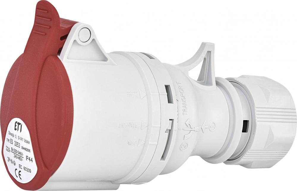 Силова розетка ETI ES-3253 3P+N+PE 32А 400 В переносна IP44 Червоний (4482005)