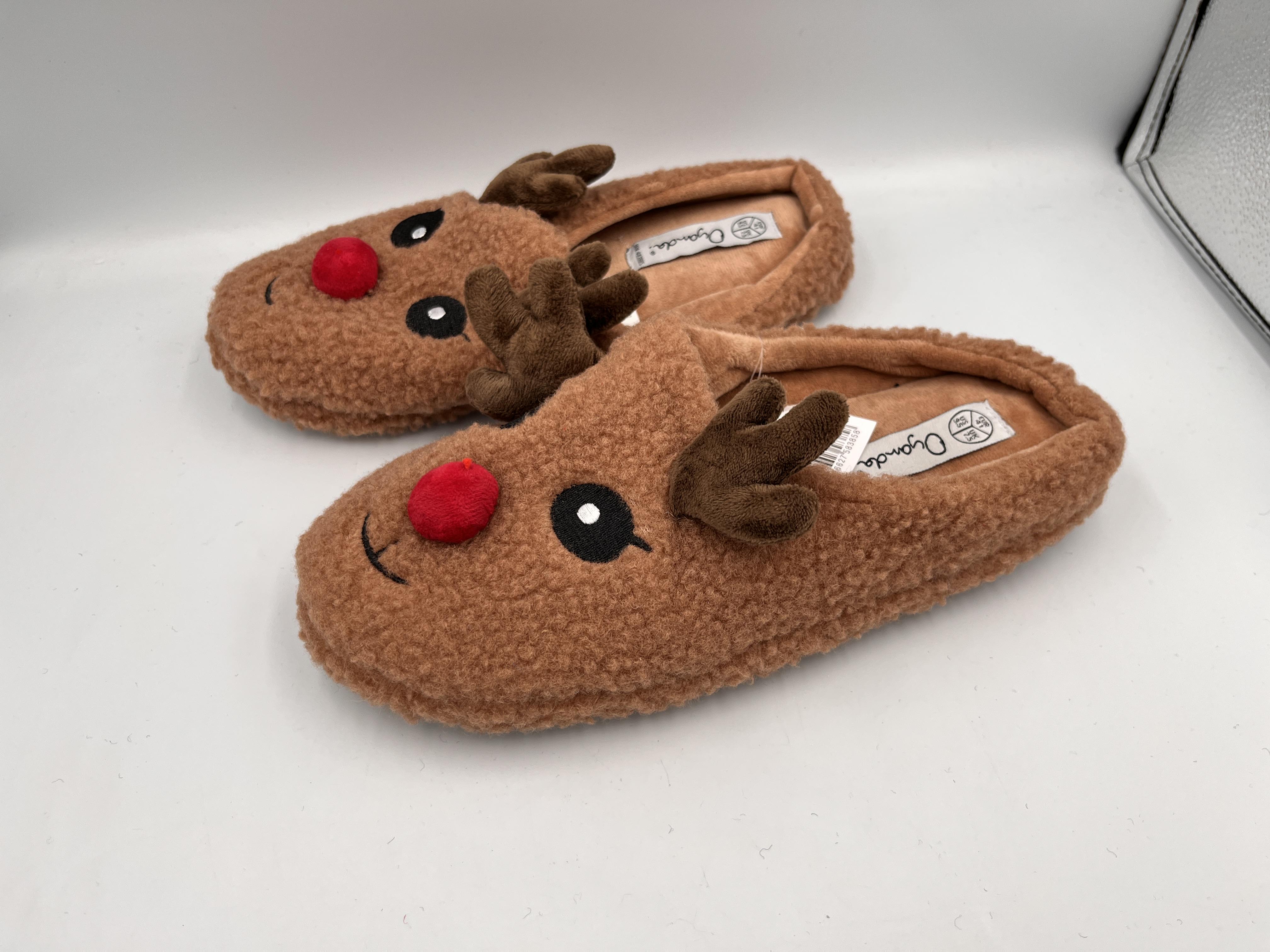 Тапки Oyanda Hausschuhe/Christmas Slippers р. 41 26 см Коричневий (IAN 483985-2501 00-00001548)