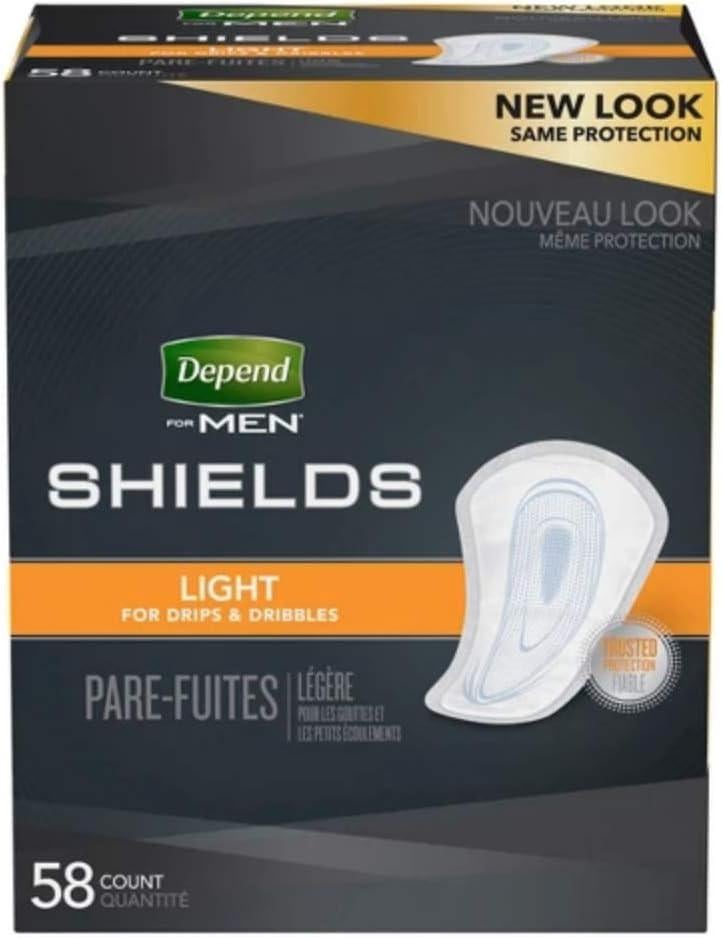Прокладки Depend Shields для чоловіків з легким поглинанням при нетриманні 58 шт.