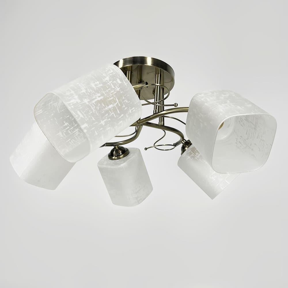 Люстра на 5 матовых плафонов с узором Ø 50 см. Бронзовый (9321C/5 AB)