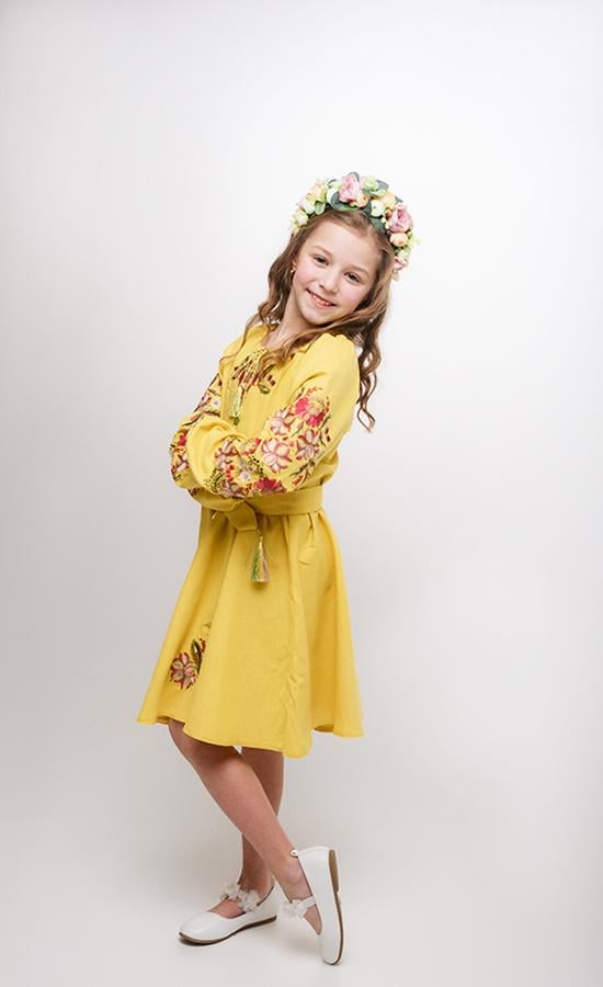 Сукня-вишиванка дитяча Вишиваночка р. 152 Жовтий (844-1) - фото 5