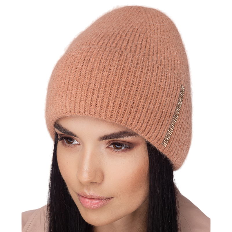 Шапка женская ангоровая Leks Карамельная утепленная флисом One size Ореховый (130779)