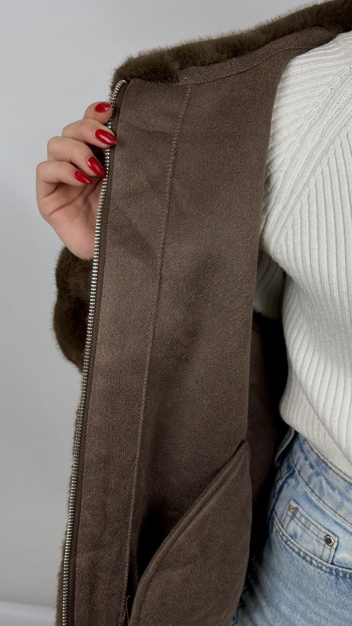 Шуба женская из эко-меха 88066-02 M Шоколадный - фото 4 Шуба женская из эко-меха 88066-02 M Шоколадный - фото 4