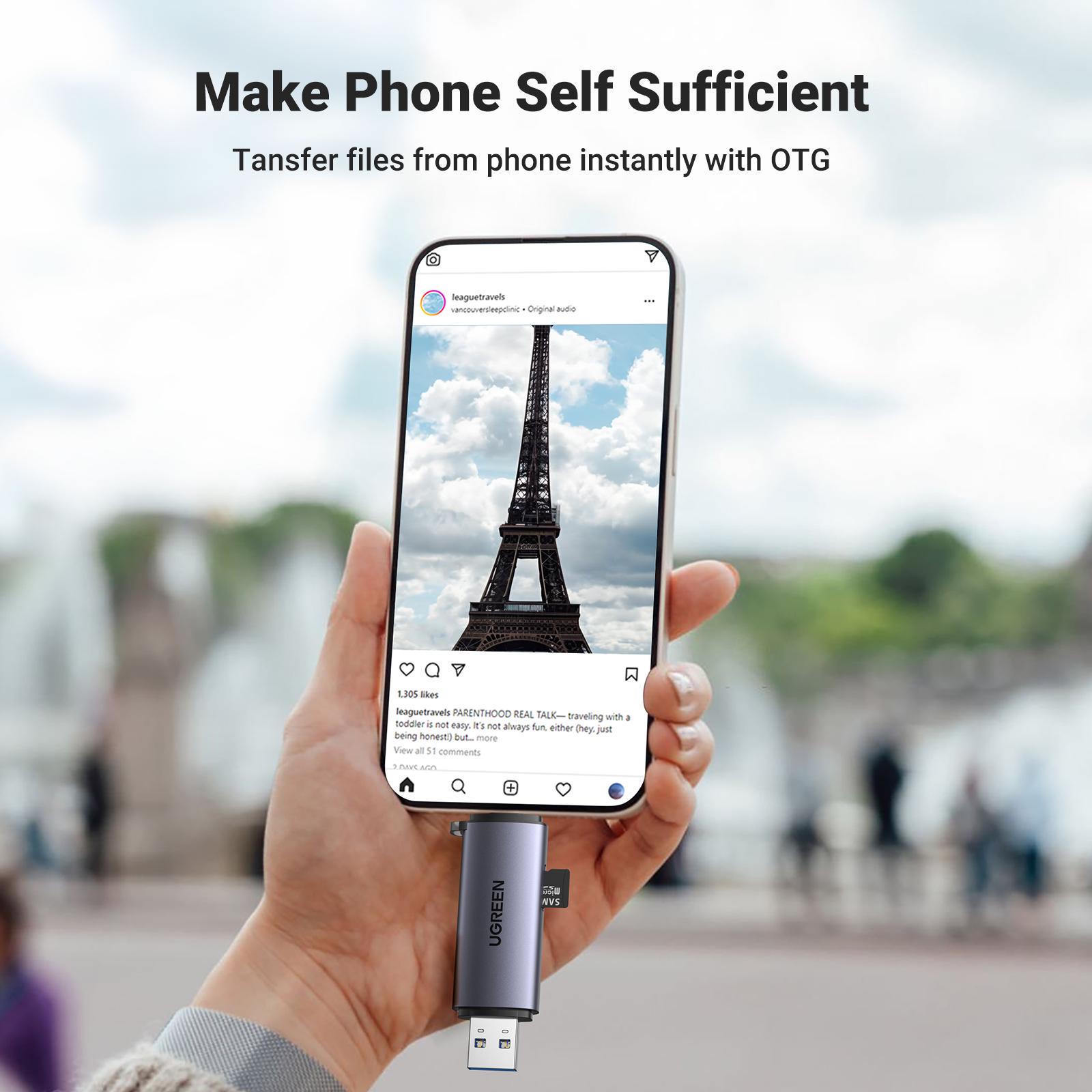 Кардридер UGREEN USB 3.0 +Type-C для TF SD Micro SD Послідовне зчитування/5 Гбіт/с USB-A/USB-C Сірий (50705) - фото 8 Кардридер UGREEN USB 3.0 +Type-C для TF SD Micro SD Послідовне зчитування/5 Гбіт/с USB-A/USB-C Сірий (50705) - фото 8