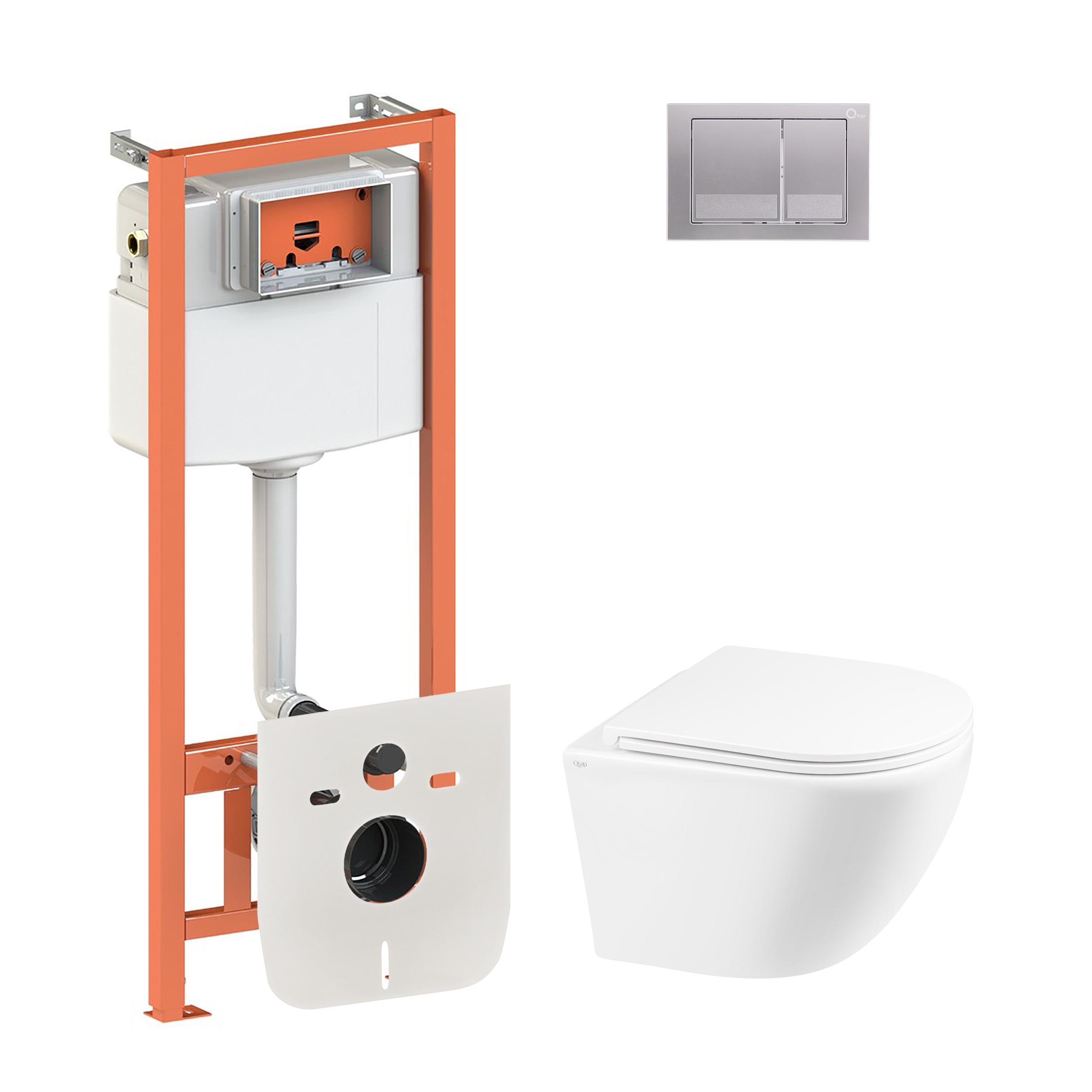 Комплект инсталляции Q-tap Nest QT1333046ERW0133M425M06029SAT с унитазом кнопка Сатин (124710)