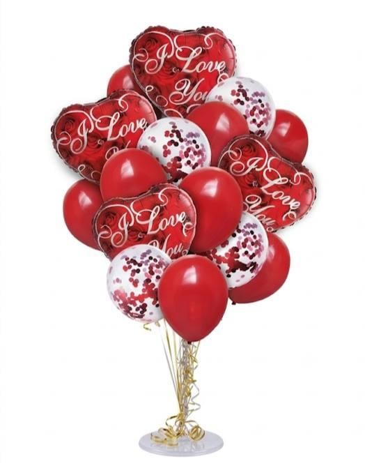 Набор надувных фольгированных шаров I Love You 12 шт. Красный (3003675129)