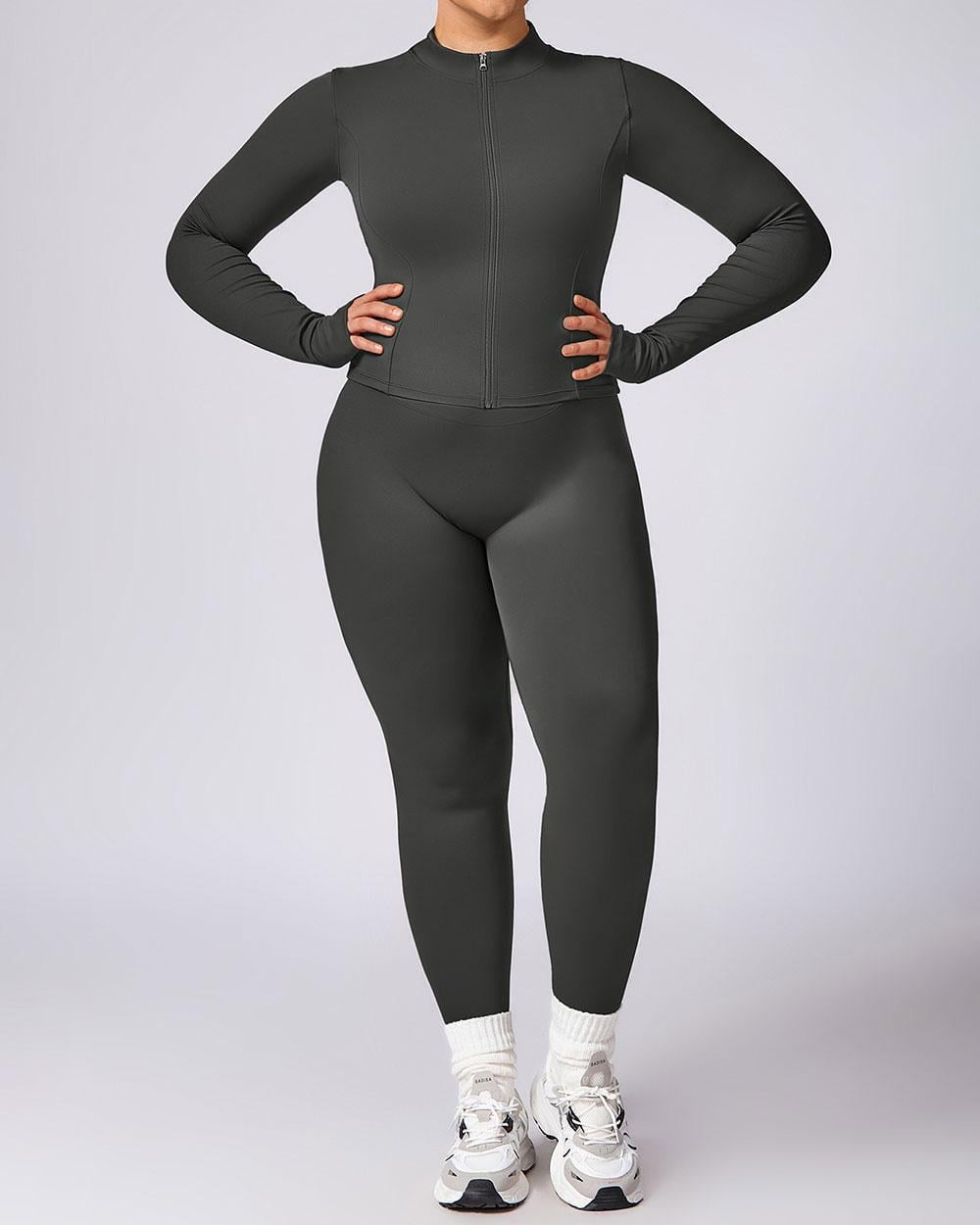 Ршгард на молнии и лосины с push-up эффектом 7332-90320 M р. 40/42 Темно-серый (3587101637)