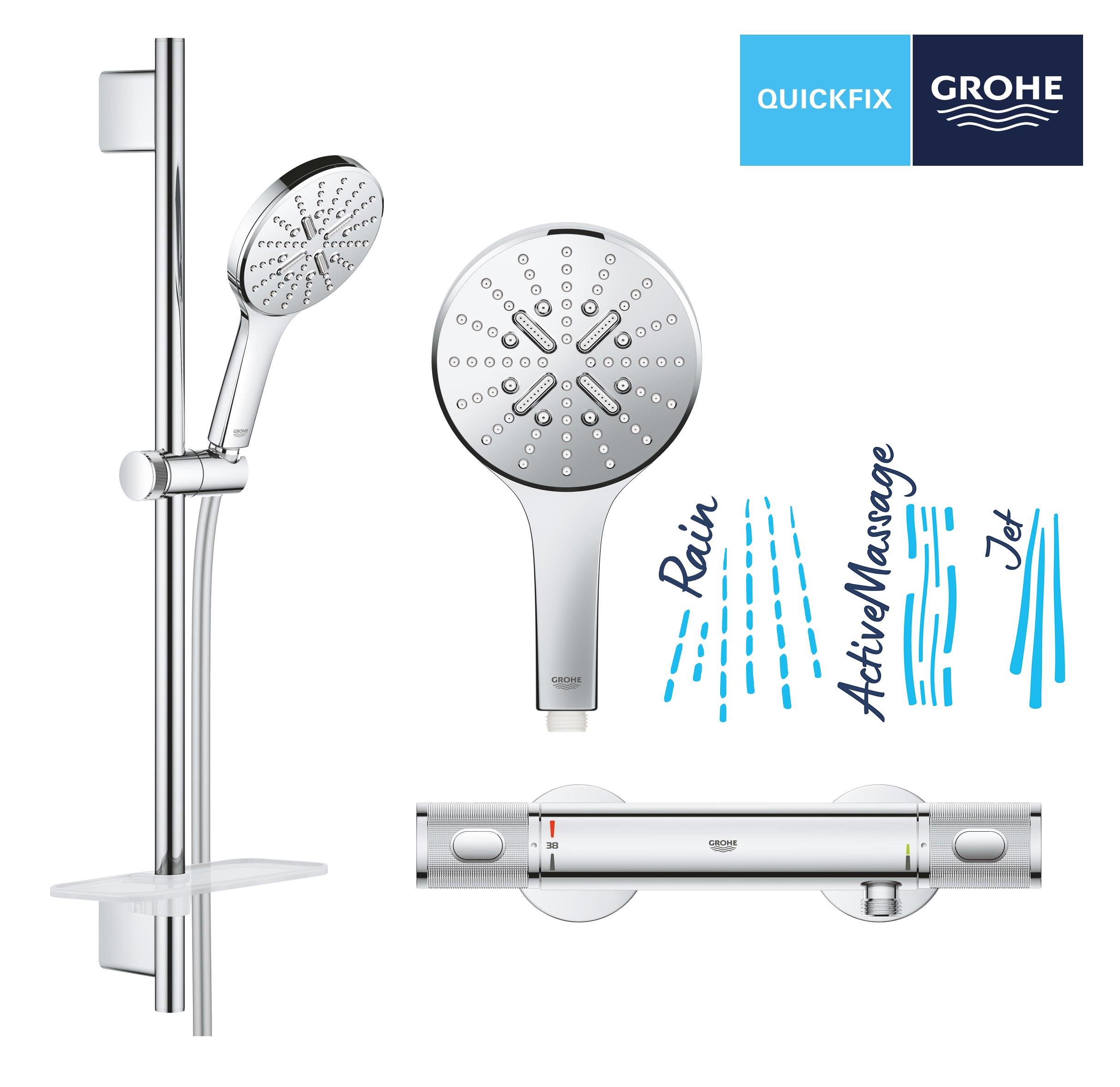 Cмеситель для душа Grohe QuickFix Precision Feel UA202908T2 с термостатом Хром (172438) - фото 3