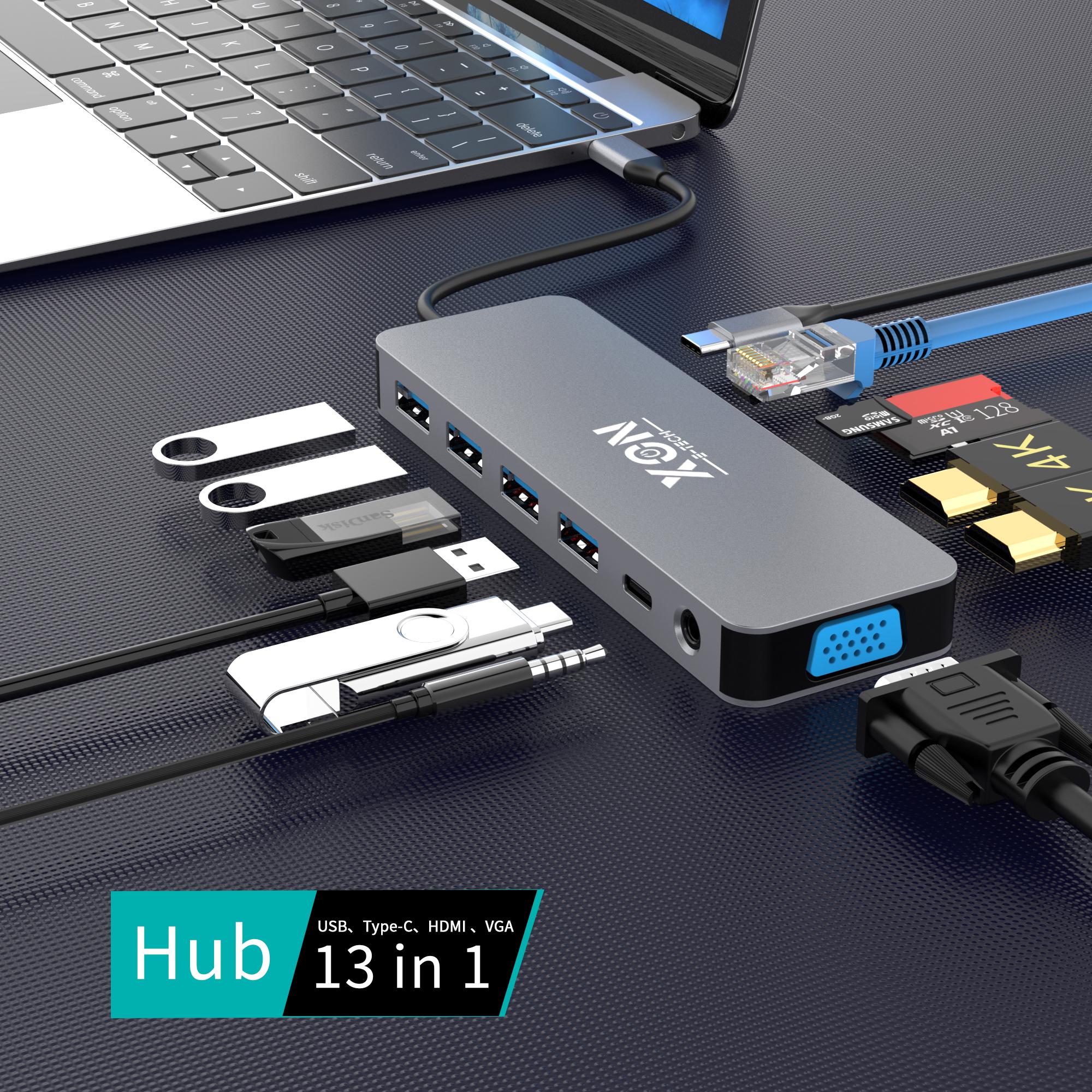 USB-хаб XON SmartHub 13в1 Сірий (XUCHP134322G 5290) - фото 5