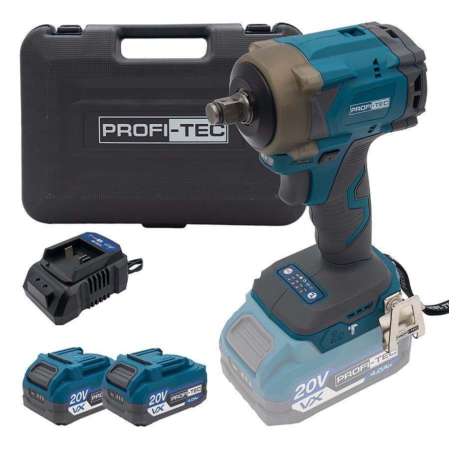 Гайковерт ударный аккумуляторный PROFI-TEC PPTW4520 20 В 400 Нм 1/2" с 2 аккумуляторами 4 Ач PT2040VX/зарядное устройство BC20V (LO-06518)
