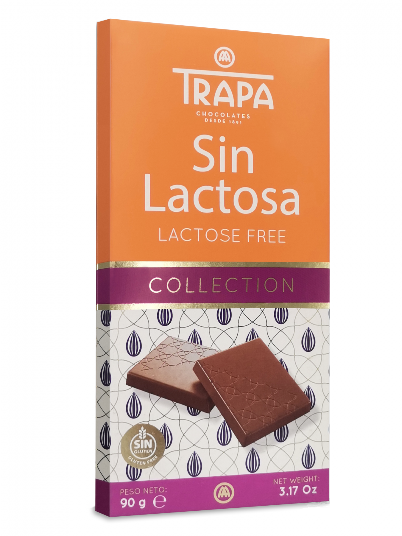 Шоколад без глютену/лактози Trapa Sin Lactosa Молочний 90 г (8410679106385)